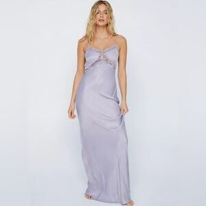 Satin Lace Maxi Dress